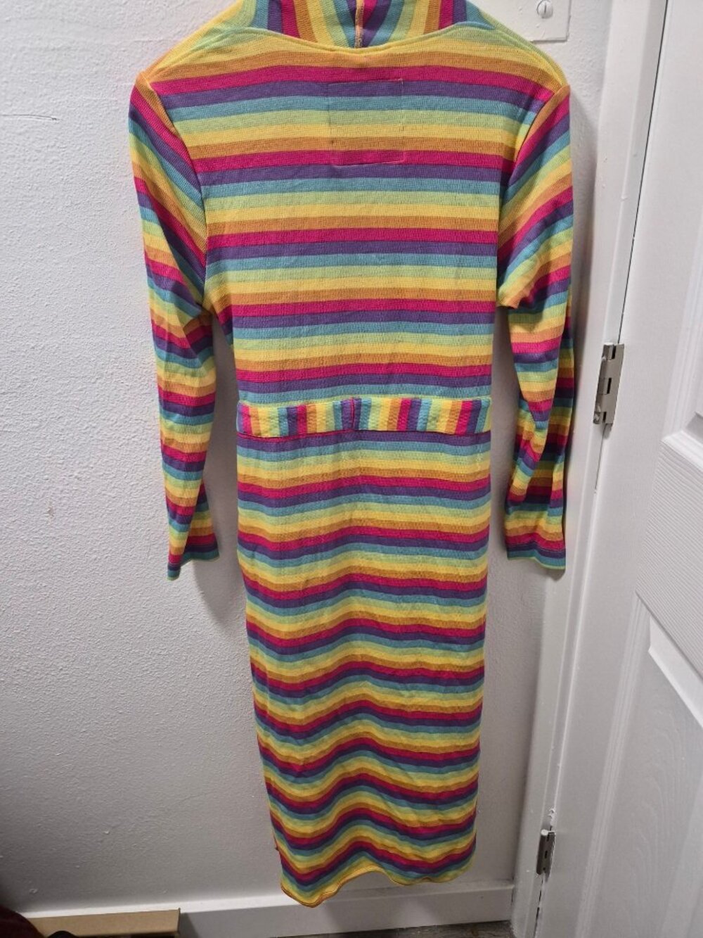 Paris Hilton Monica +Andy Rainbow Stripe Lounge Robe XL/XXL Organic Cotton Blend - Picture 2 of 4